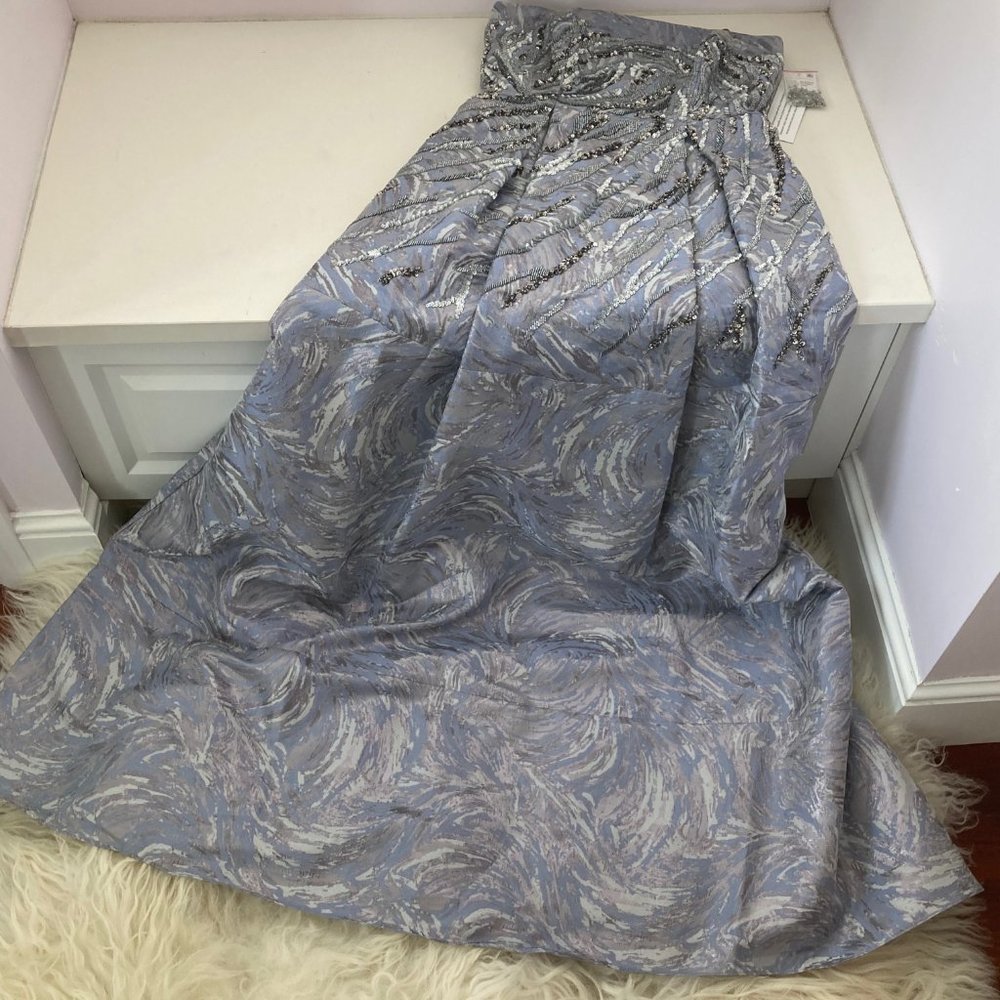 AIDAN MATTOX JACQUARD STRAPLESS FORMAL DRESS - Picture 4 of 14
